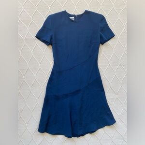 BERGDORF GOODMAN Eva Chun Vintage Silk Dress Size 4 Shoulder Pads In Blue